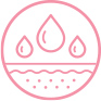 Ružová ikona znázorňujúca zlepšenú hydratáciu pleti